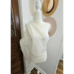 Pretty Little Thing Women's Large White One-shoulder Asymmetrical Crop Top